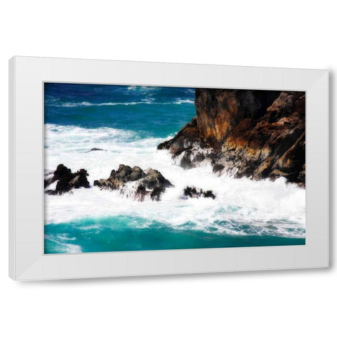 Churning Surf II White Modern Wood Framed Art Print by Hausenflock, Alan