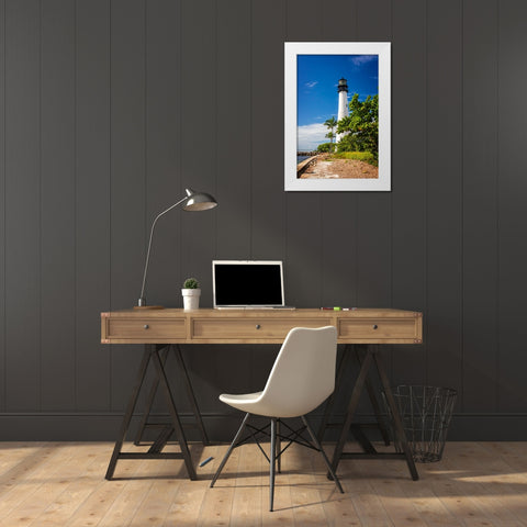 Cape Florida Lighthouse III White Modern Wood Framed Art Print by Hausenflock, Alan