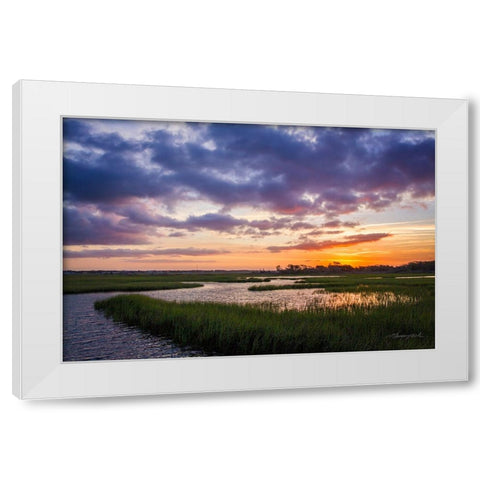 Sunset in the Marsh White Modern Wood Framed Art Print by Hausenflock, Alan