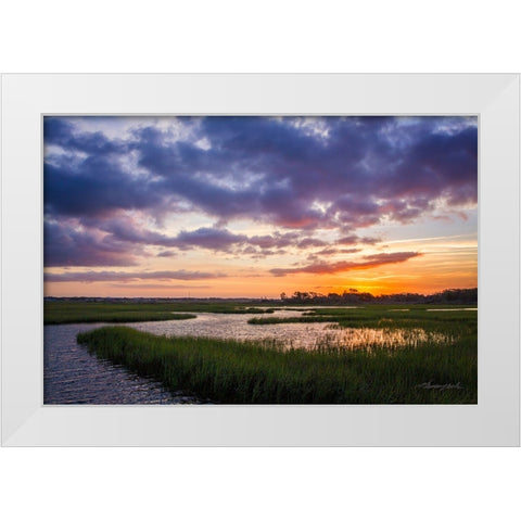 Sunset in the Marsh White Modern Wood Framed Art Print by Hausenflock, Alan