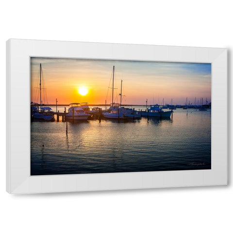 Sunset on the Boats White Modern Wood Framed Art Print by Hausenflock, Alan