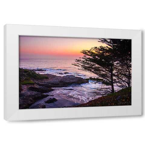 Sunset on Carmel Bay II White Modern Wood Framed Art Print by Hausenflock, Alan