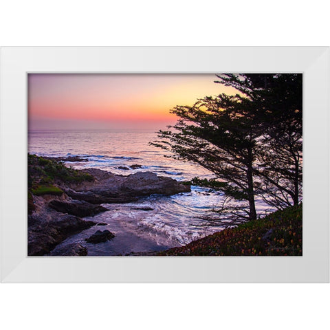 Sunset on Carmel Bay II White Modern Wood Framed Art Print by Hausenflock, Alan