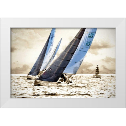 Racing Waters I White Modern Wood Framed Art Print by Hausenflock, Alan