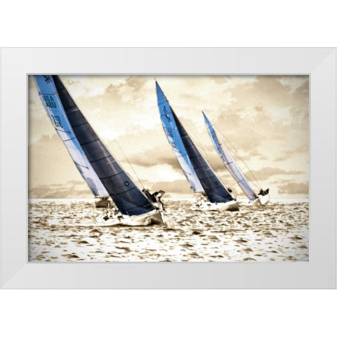 Racing Waters II White Modern Wood Framed Art Print by Hausenflock, Alan