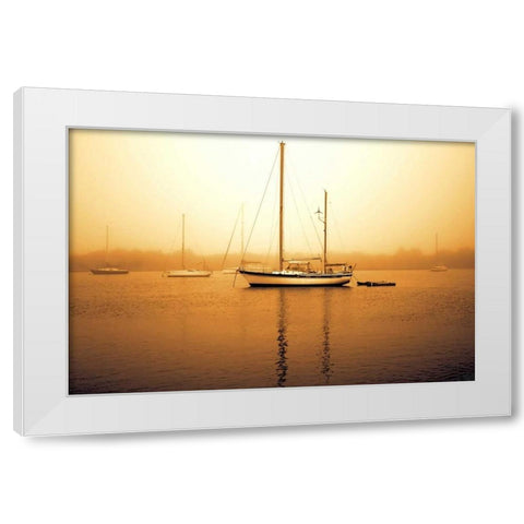 Early Morning Fishing I White Modern Wood Framed Art Print by Hausenflock, Alan