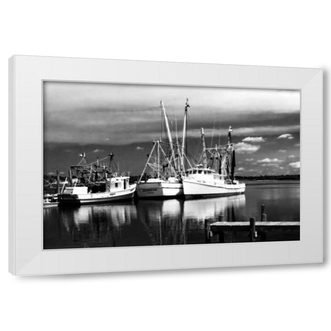 Fishing Boats II White Modern Wood Framed Art Print by Hausenflock, Alan