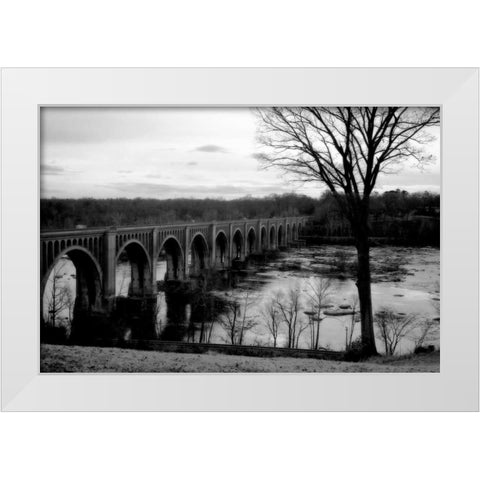 Bridge Across the James VI White Modern Wood Framed Art Print by Hausenflock, Alan