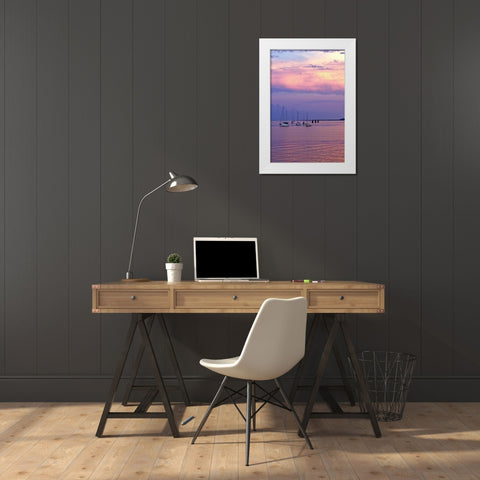 St. Augustine Harbor Sunset IV White Modern Wood Framed Art Print by Hausenflock, Alan