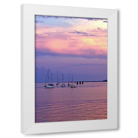 St. Augustine Harbor Sunset IV White Modern Wood Framed Art Print by Hausenflock, Alan