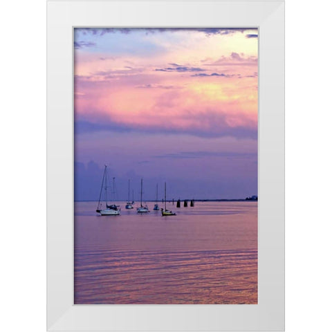 St. Augustine Harbor Sunset IV White Modern Wood Framed Art Print by Hausenflock, Alan