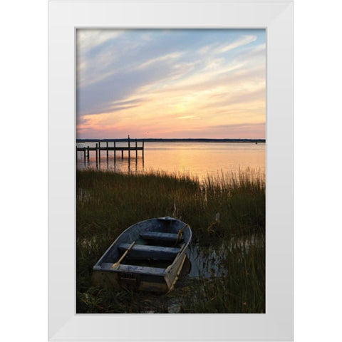 Sunset Over the Channel I White Modern Wood Framed Art Print by Hausenflock, Alan