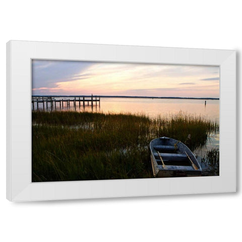 Sunset Over the Channel IV White Modern Wood Framed Art Print by Hausenflock, Alan