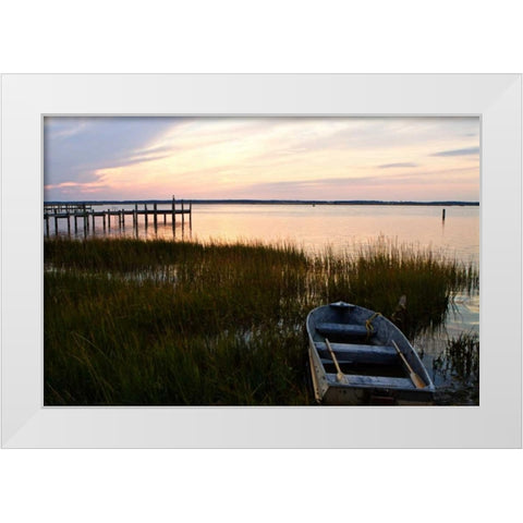 Sunset Over the Channel IV White Modern Wood Framed Art Print by Hausenflock, Alan