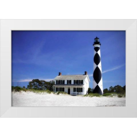 Cape Lookout Light I White Modern Wood Framed Art Print by Hausenflock, Alan