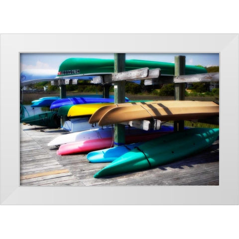 Kayaks II White Modern Wood Framed Art Print by Hausenflock, Alan