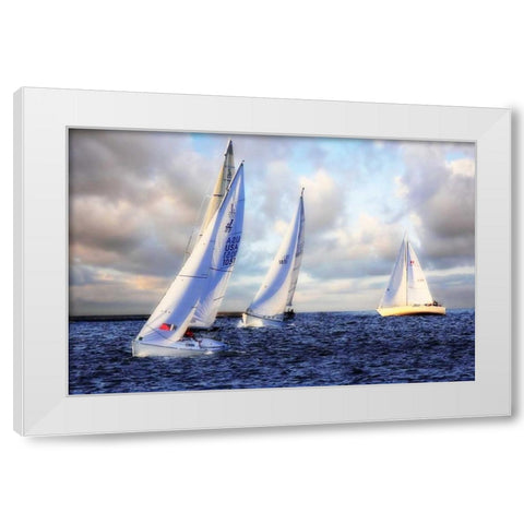 Sailing at Sunset I White Modern Wood Framed Art Print by Hausenflock, Alan