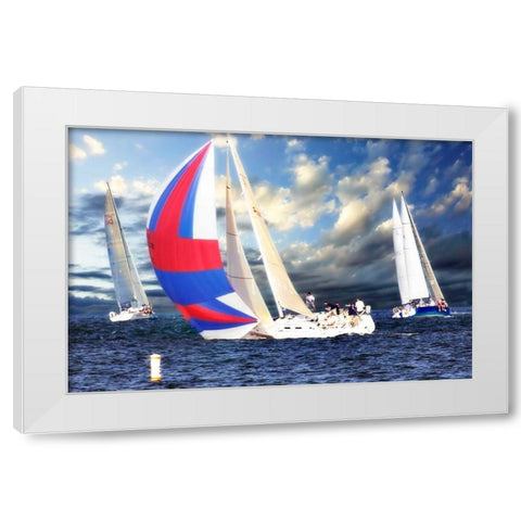 Sailing at Sunset II White Modern Wood Framed Art Print by Hausenflock, Alan