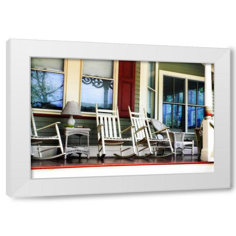 Rockers on the Porch II White Modern Wood Framed Art Print by Hausenflock, Alan