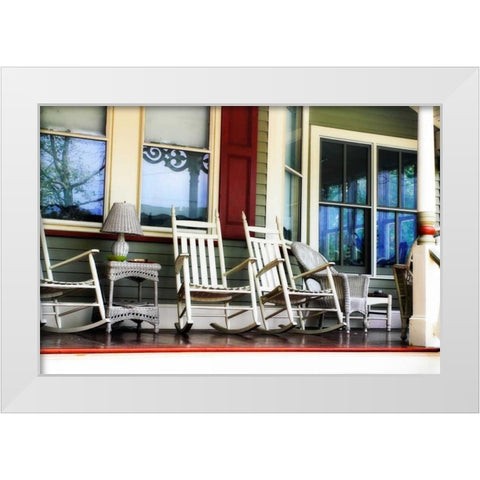 Rockers on the Porch II White Modern Wood Framed Art Print by Hausenflock, Alan