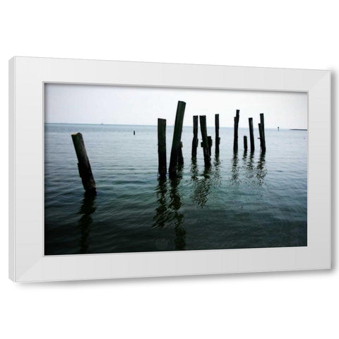 Pilings II White Modern Wood Framed Art Print by Hausenflock, Alan