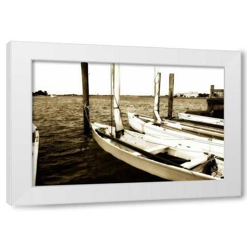 Skiffs III White Modern Wood Framed Art Print by Hausenflock, Alan