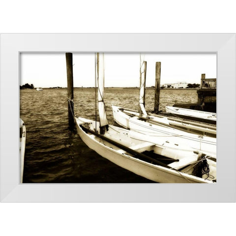 Skiffs III White Modern Wood Framed Art Print by Hausenflock, Alan