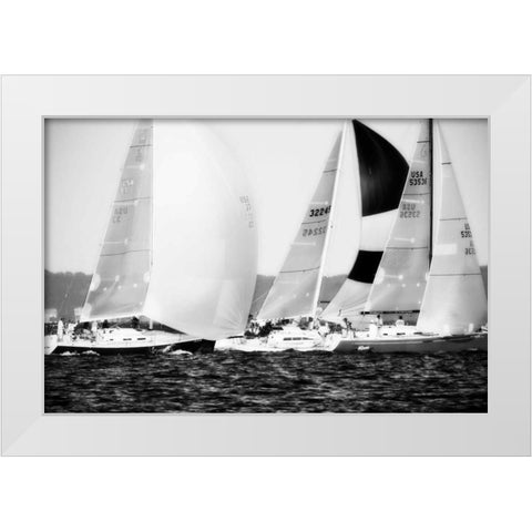 Race on the Chesapeake II White Modern Wood Framed Art Print by Hausenflock, Alan