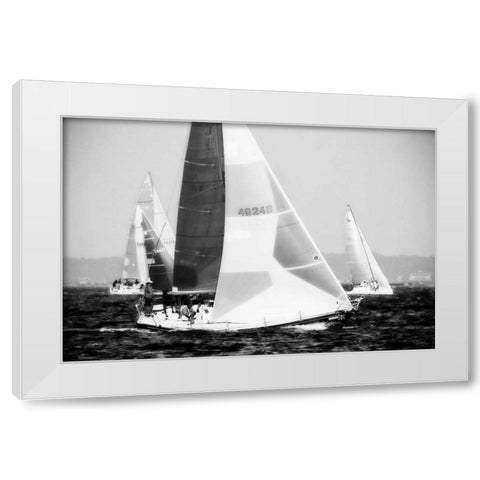 Race on the Chesapeake IV White Modern Wood Framed Art Print by Hausenflock, Alan