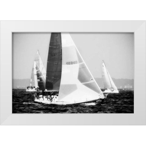 Race on the Chesapeake IV White Modern Wood Framed Art Print by Hausenflock, Alan