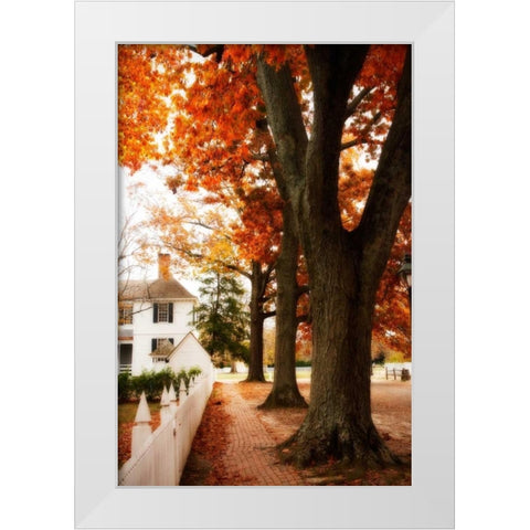 Small Town Autumn II White Modern Wood Framed Art Print by Hausenflock, Alan