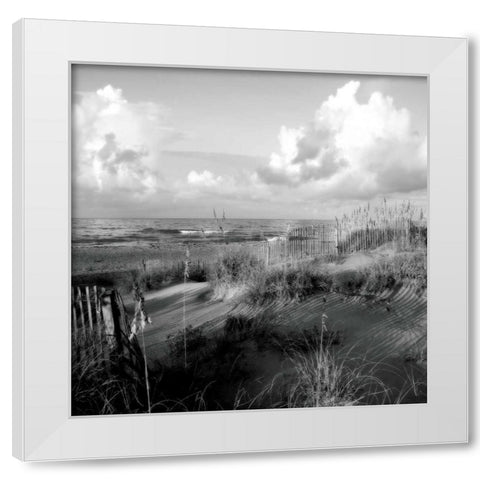 Dunes II Sq. BW White Modern Wood Framed Art Print by Hausenflock, Alan