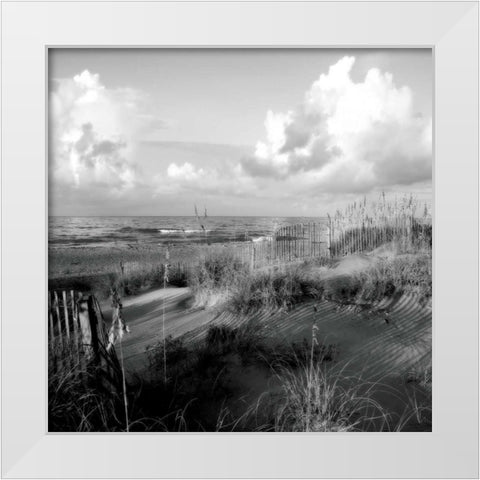 Dunes II Sq. BW White Modern Wood Framed Art Print by Hausenflock, Alan