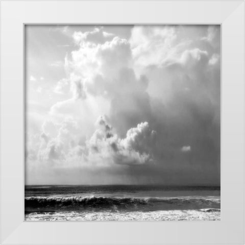 Ocean Storm II Sq. BW White Modern Wood Framed Art Print by Hausenflock, Alan
