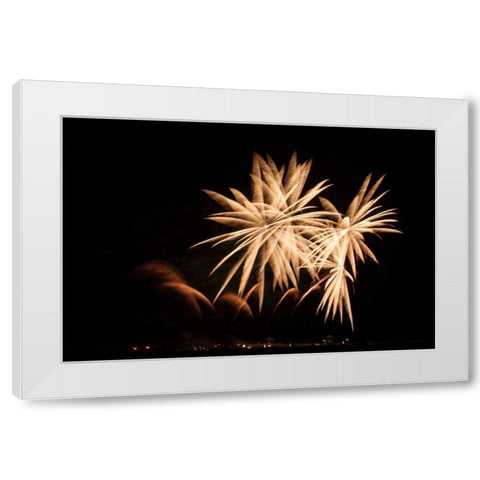 Fireworks at Havasu II White Modern Wood Framed Art Print by Johnson, George