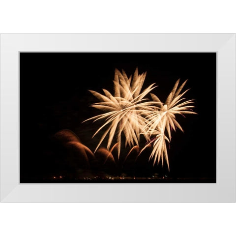 Fireworks at Havasu II White Modern Wood Framed Art Print by Johnson, George