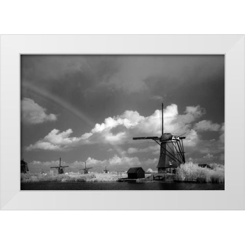 Windmill I White Modern Wood Framed Art Print by Johnson, George