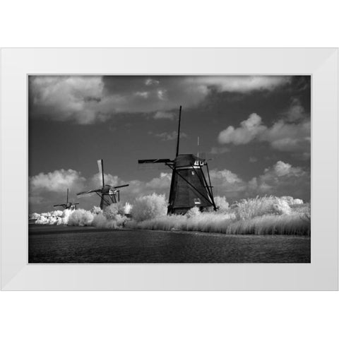 Windmill II White Modern Wood Framed Art Print by Johnson, George