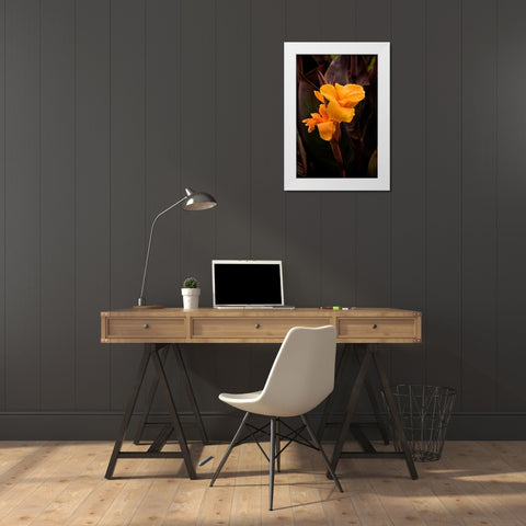 Orange Flower I White Modern Wood Framed Art Print by Johnson, George