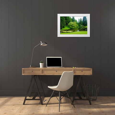 Bloedel Reserve II White Modern Wood Framed Art Print by Johnson, George