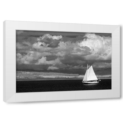 Port Townsend Sailboat II White Modern Wood Framed Art Print by Johnson, George