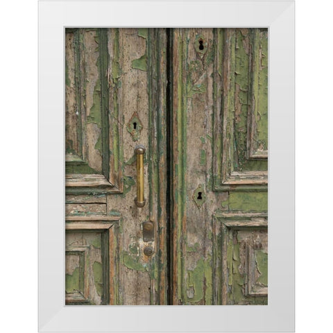 Venice Green Door White Modern Wood Framed Art Print by Johnson, George