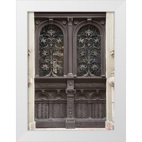Budapest Double Door White Modern Wood Framed Art Print by Johnson, George