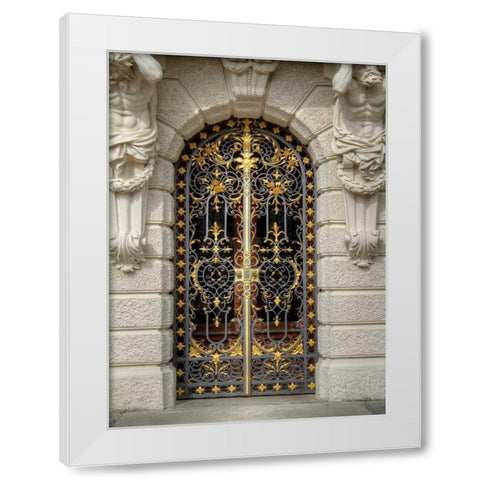 Schloss Linderhof Door White Modern Wood Framed Art Print by Johnson, George