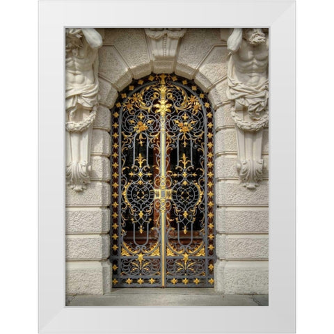 Schloss Linderhof Door White Modern Wood Framed Art Print by Johnson, George