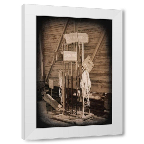 Safety First White Modern Wood Framed Art Print by Johnson, George