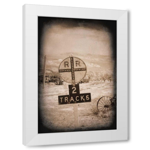 Two Tracks White Modern Wood Framed Art Print by Johnson, George