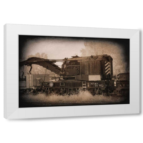 Work Train White Modern Wood Framed Art Print by Johnson, George