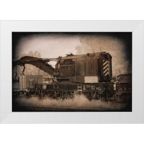Work Train White Modern Wood Framed Art Print by Johnson, George