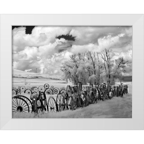 Wheel Fence the Palouse White Modern Wood Framed Art Print by Johnson, George